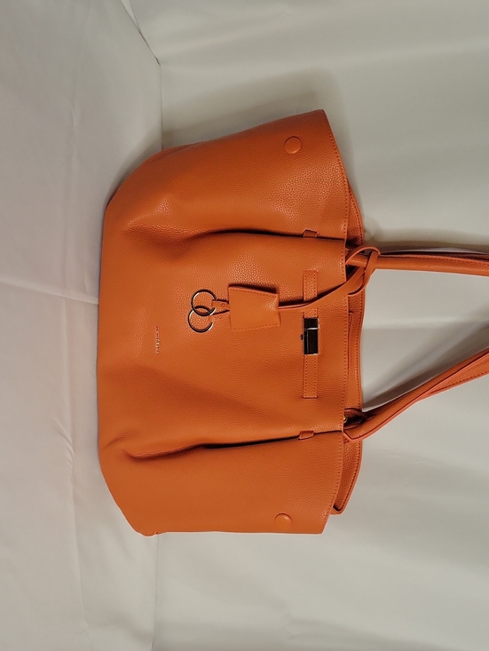 Newbella Handbags - Orange Pebbled Tote with Ring Accent